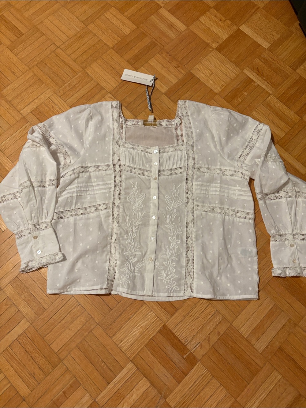 Jennifer & Grace Light Embroidered Peasant Blouse - Women